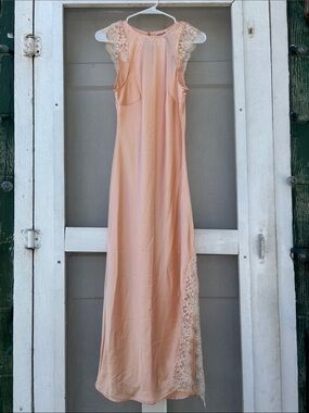 Women's Lace-Trim Peach Slip Dress